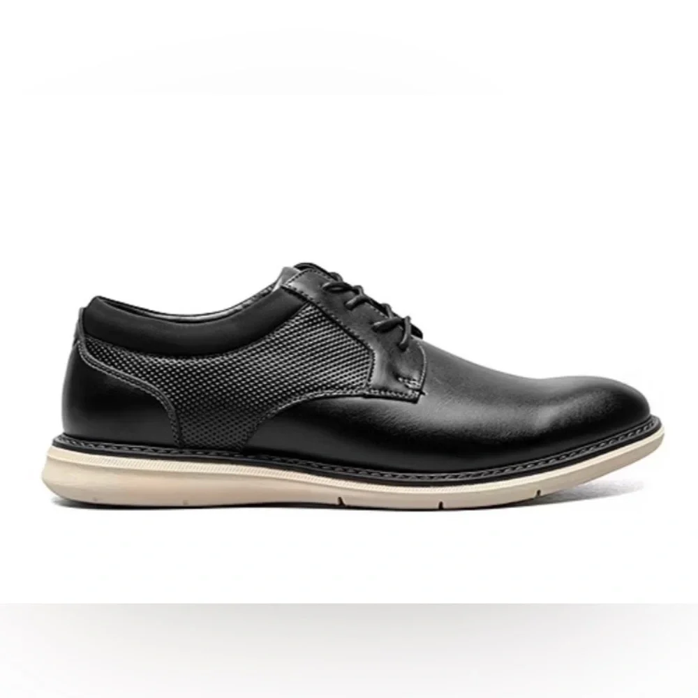 Nunn Bush Black Derby with Tan Sole Size 9.5